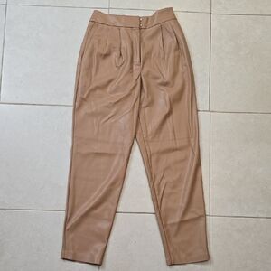 Express Tan Ankle Super High Rise Leather  Pants